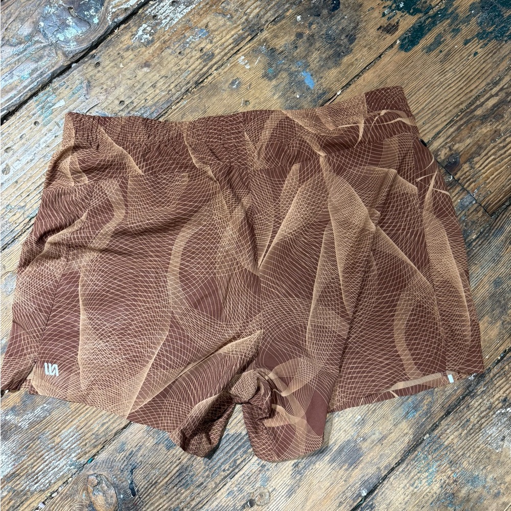 Men’s L Brown/Tan Athletic Lined Shorts - Picture 3 of 5